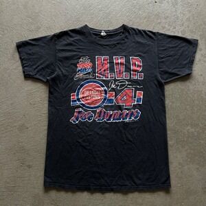 Vintage 1989 Detroit Pistons Shirt Size Large Black Joe Dumars NBA Finals MVP